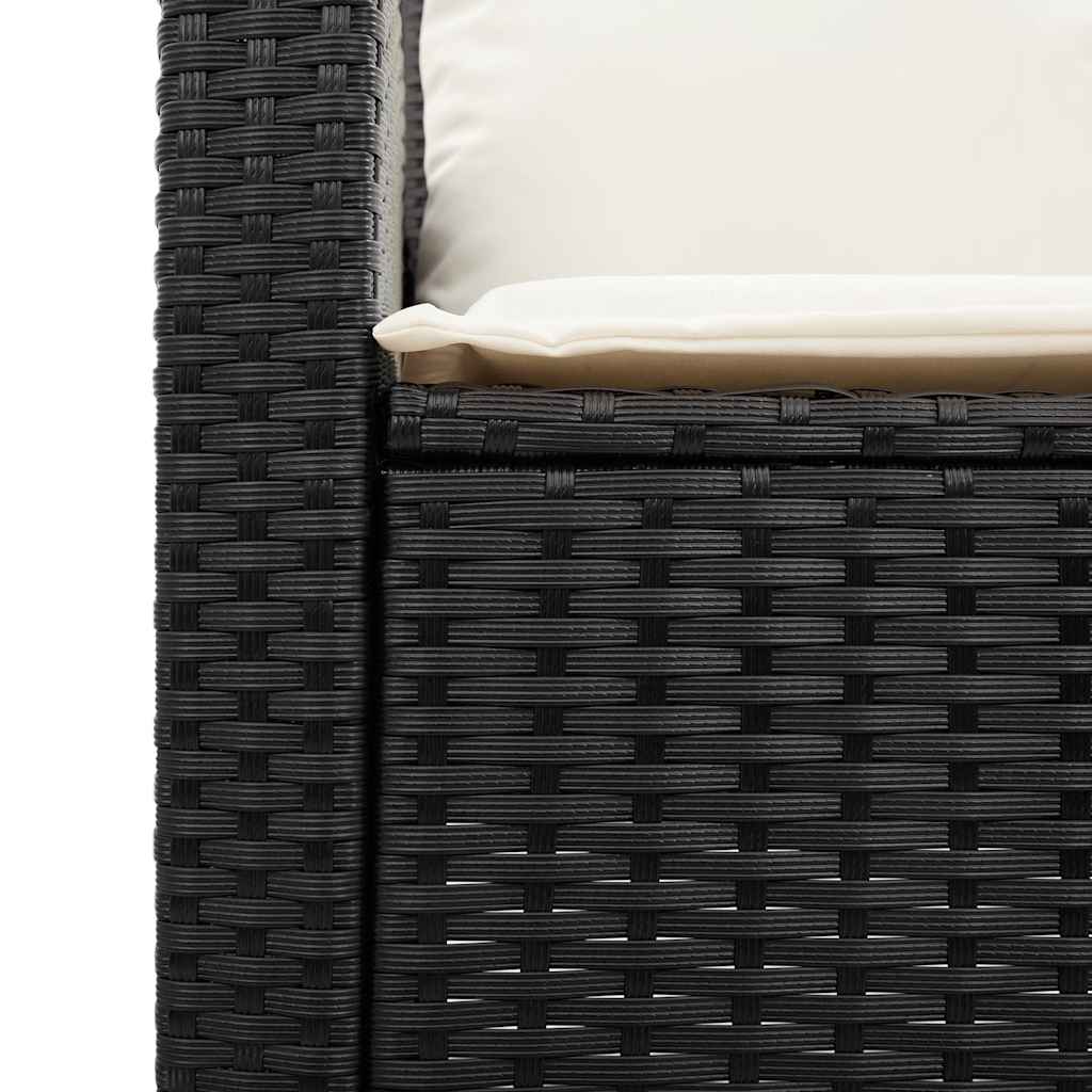 6-tlg. Garten-Sofagarnitur mit Kissen Schwarz Poly Rattan